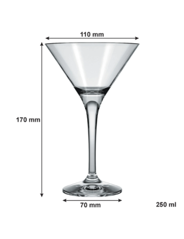 NADIR STEMMED MARTINI GLASS, (250ML)