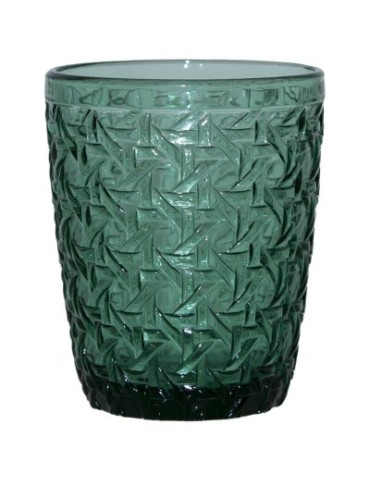 WHISKY GLASS WEAVE GREEN 300ML , SET OF 12