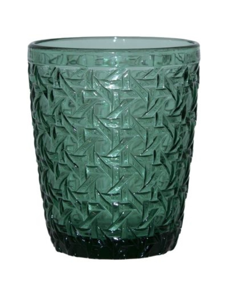 WHISKY GLASS WEAVE GREEN 300ML , SET OF 12