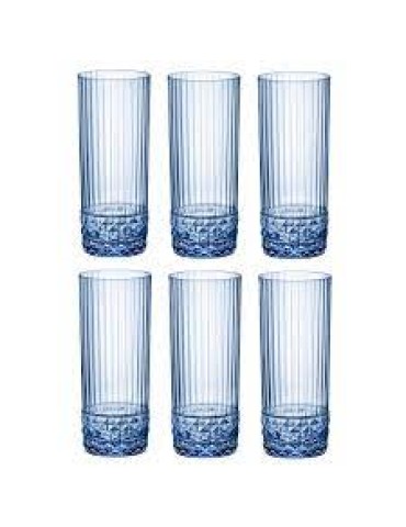 AMERICA '20s - SAPPHIRE BLUE - LONG DRINK 40CL H158MM W68MM (6) (PACK OF 6)