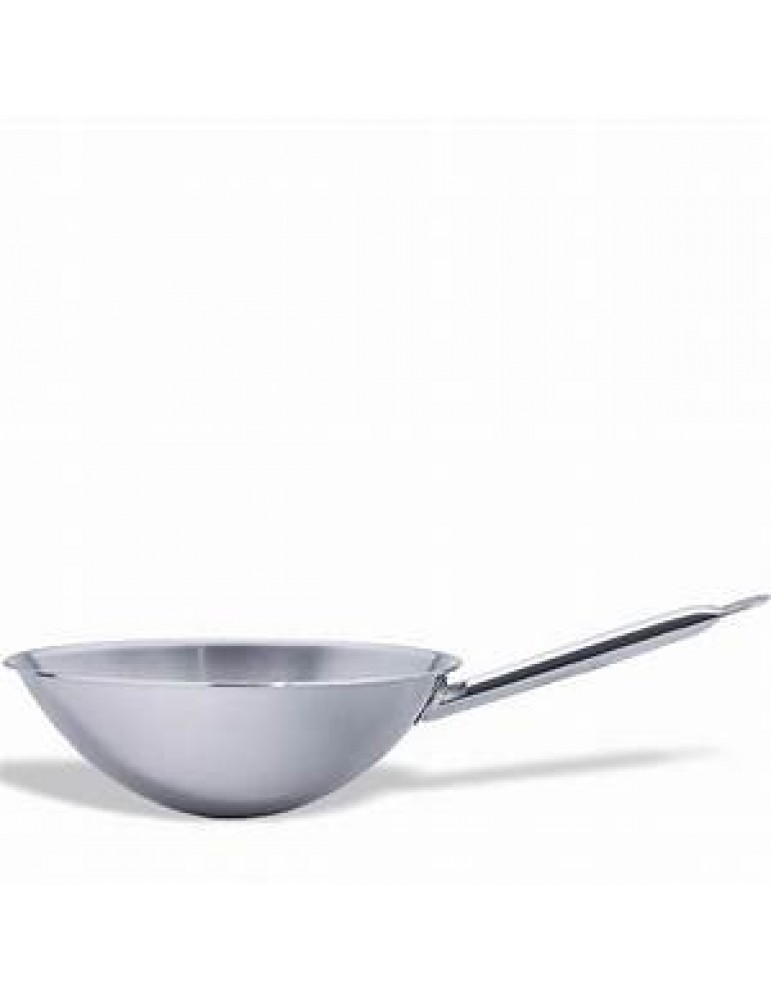 WOK ROUND FLAT BOTTOM S/STEEL - 360MM 