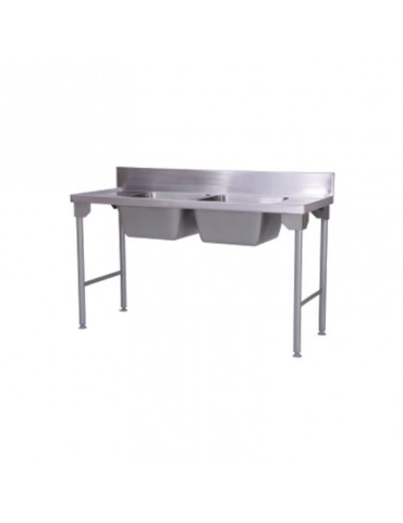 ECONO DOUBLE BOWL SINK - CENTER (MILD STEEL LEGS) 1600x610x900MM (10-14 DAYS TO MAKE)