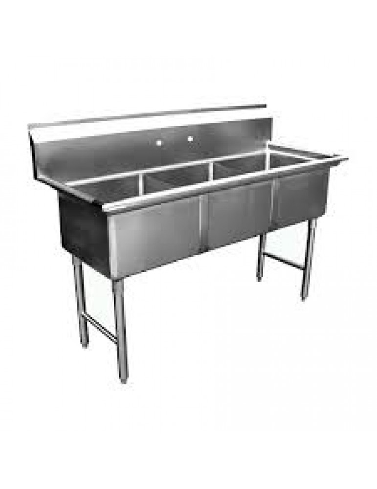 ANOX TRIPLE BOWL PREPERATION SINK FORGED BOWLS MILD STEEL LEGS 0.9MM (2300X650X900MM) (7-10 DAYS LEAD TIME)