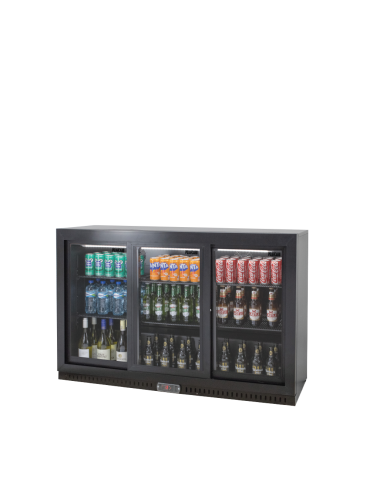 POLARCAB BLACK BACK BAR FRIDGE - 3 SLIDING DOOR - HIGH