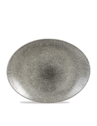 RAKU - QUARTZ BLACK - OVAL COUPE PLATE - 31.7CM X 25.5CM (12) (PACK OF 12)