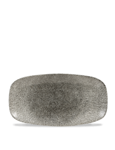 RAKU - QUARTZ BLACK - CHEFS' OBLONG PLATE - 29.8CM X 15.3CM (12) (PACK OF 12)