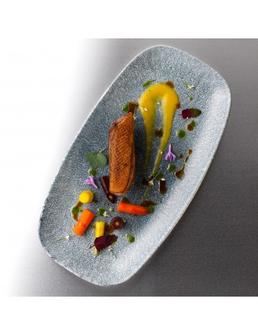 RAKU - TOPAZ BLUE - CHEFS' OBLONG PLATE - 29.8CM X 15.3CM (12) (PACK OF 12)