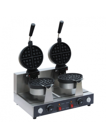 WAFFLE MAKER DOUBLE BELGUIM ROTATING 220-240V C&H