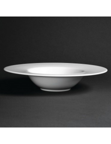 LUCERNE - OLIVE - WHITE - ROUND RIM SOUP PLATE - 26CM (6 PACK)