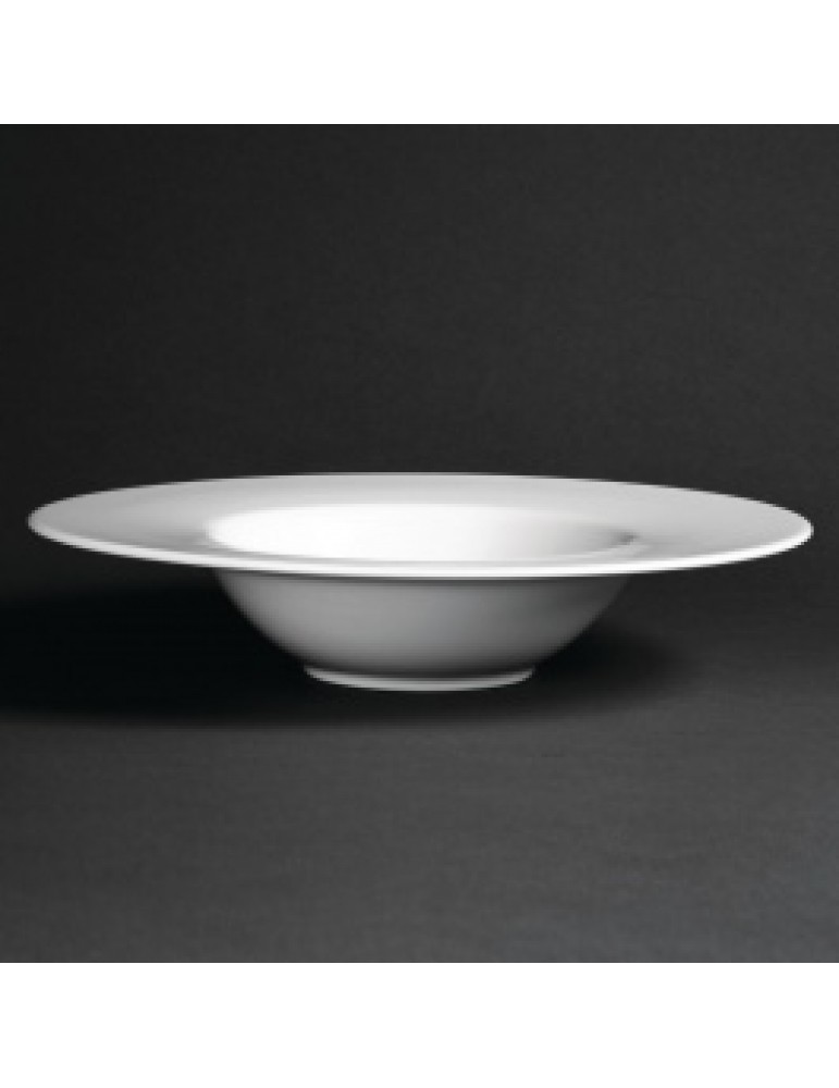 LUCERNE - OLIVE - WHITE - ROUND RIM SOUP PLATE - 26CM (6 PACK)