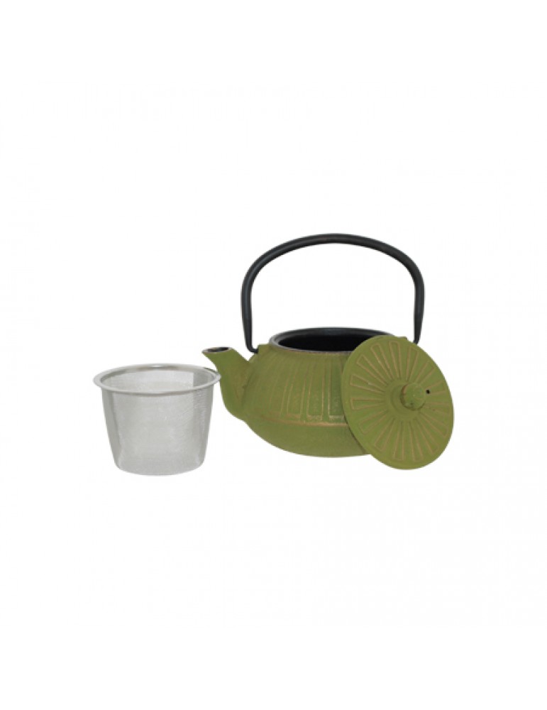 CAST IRON CHINESE TEAPOT LIME GREEN 600ML