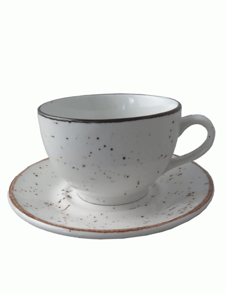 ELE RUSTIC WHITE DOUBLE-WELL SAUCER 16CM (PACK OF 24)