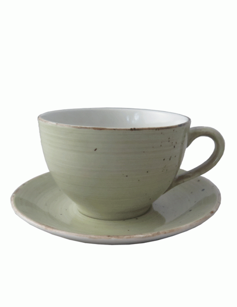 ELE RUSTIC GREEN DOUBLE-WELL SAUCER 15CM (PACK OF 24)