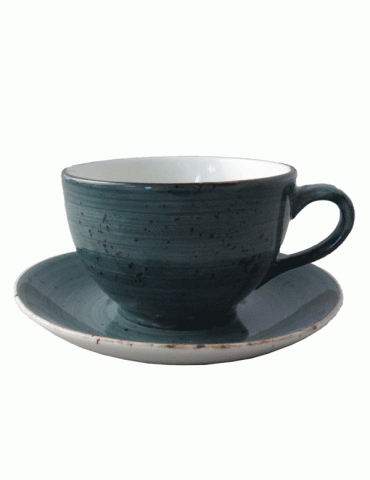 ELE RUSTIC BLUE DOUBLE-WELL SAUCER 16CM (24 PACK) 