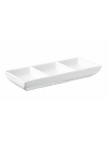 PRIMA - WHITE - 3 DIV. CONDIMENT DISH - 18CM (24) (PACK OF 24)