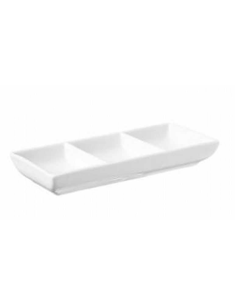 PRIMA - WHITE - 3 DIV. CONDIMENT DISH - 18CM (24) (PACK OF 24)