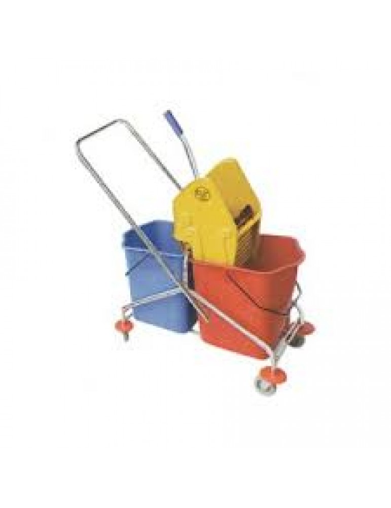 PLASTIC DOUBLE BUCKET AND WRINGER 2 x 25LT (V FRAME) 