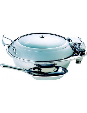 CHAFER INDUCTION ROUND ‘SMART’ WITH GLASS LID 18/10 S/STEEL (EXCLUDES SPOON) 435MM X 505MM X 202MM (PACK OF 1)