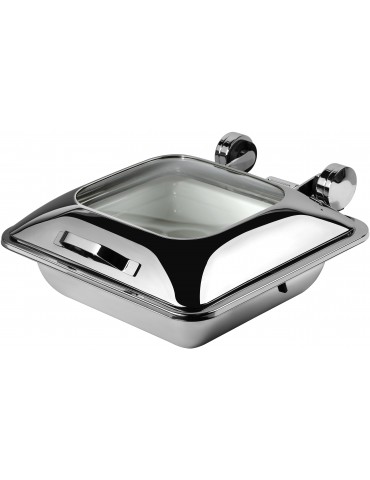 CHAFER INDUCTION SQUARE ‘SMART W’ WITH GLASS LID 18/10 S/STEEL 410MM X 440MM X 180MM 5.5LT (PACK OF 1)
