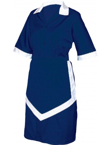 LADIES HOUSEKEEPING 3PC - NAVY AND WHITE - X SMALL